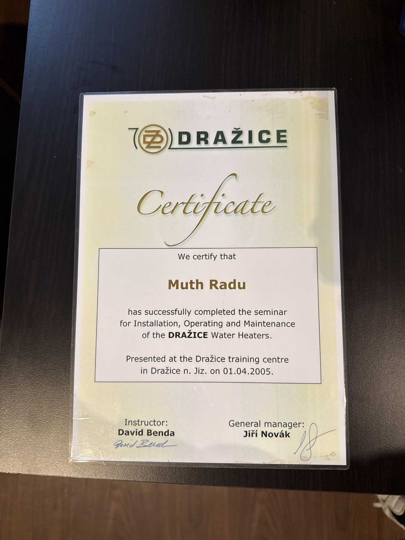 Certificat Drazice